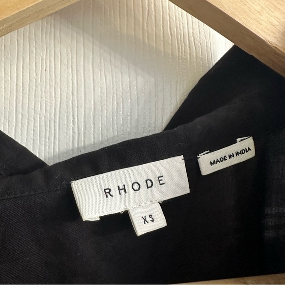 RHODE Shirt Button Down Black Cotton Oversized Lagenlook Size Extra Small - Picture 6 of 8
